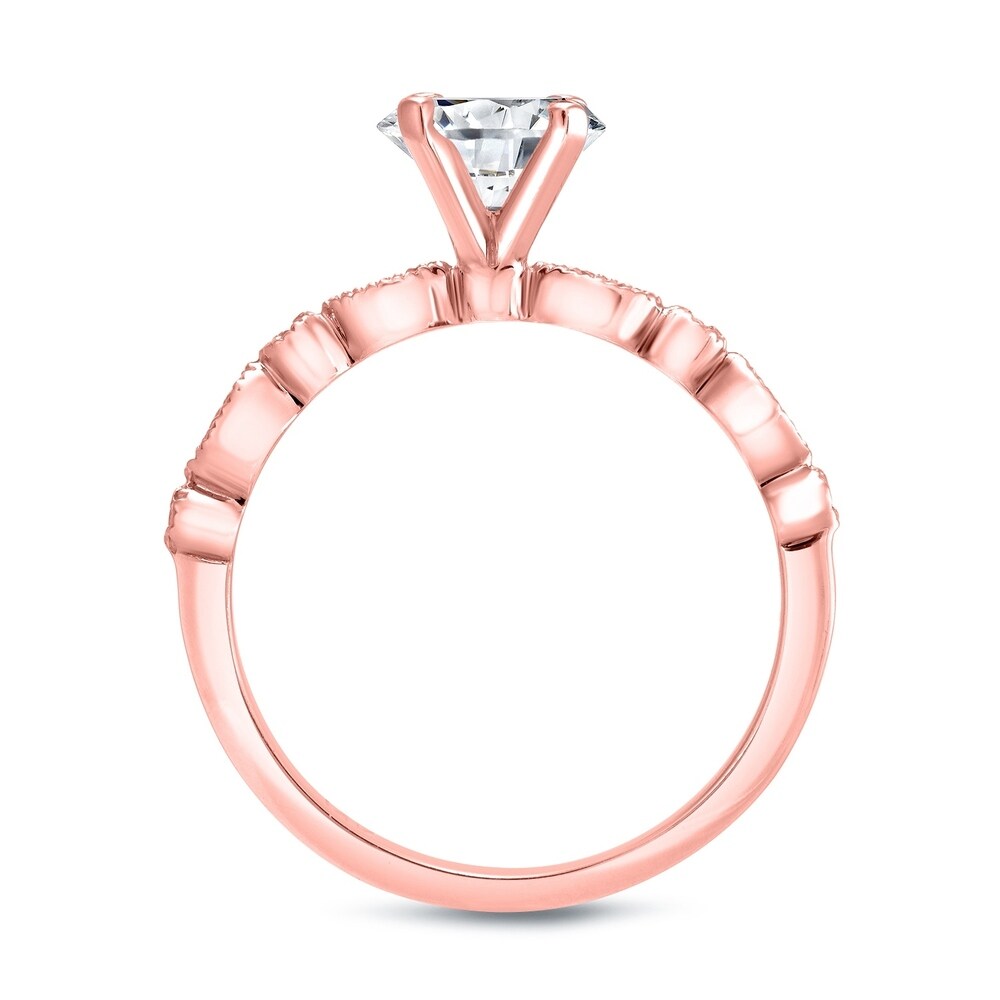 Auriya Stackable Vintage 3ct Round Moissanite Engagement Ring Set with Diamond Accents 14K Gold