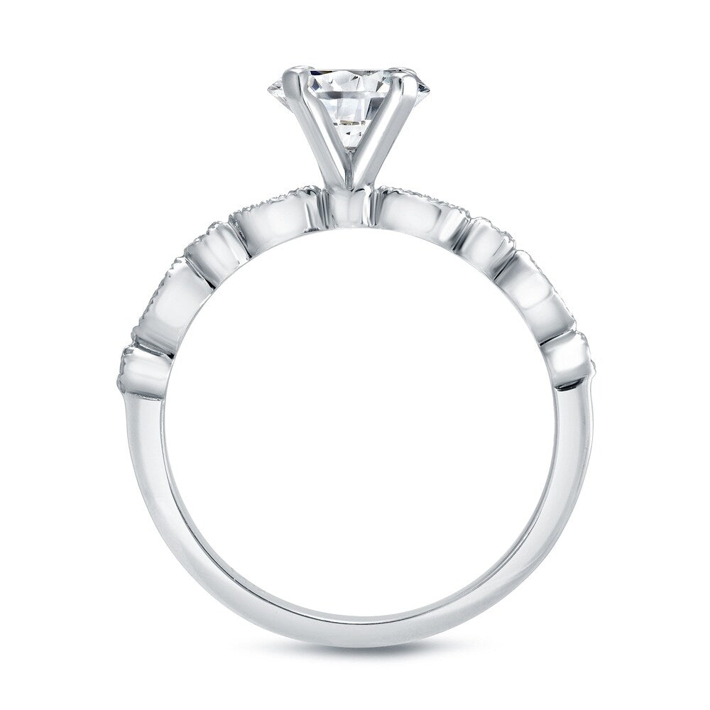 Auriya Stackable Vintage 3ct Round Moissanite Engagement Ring Set with Diamond Accents 14K Gold