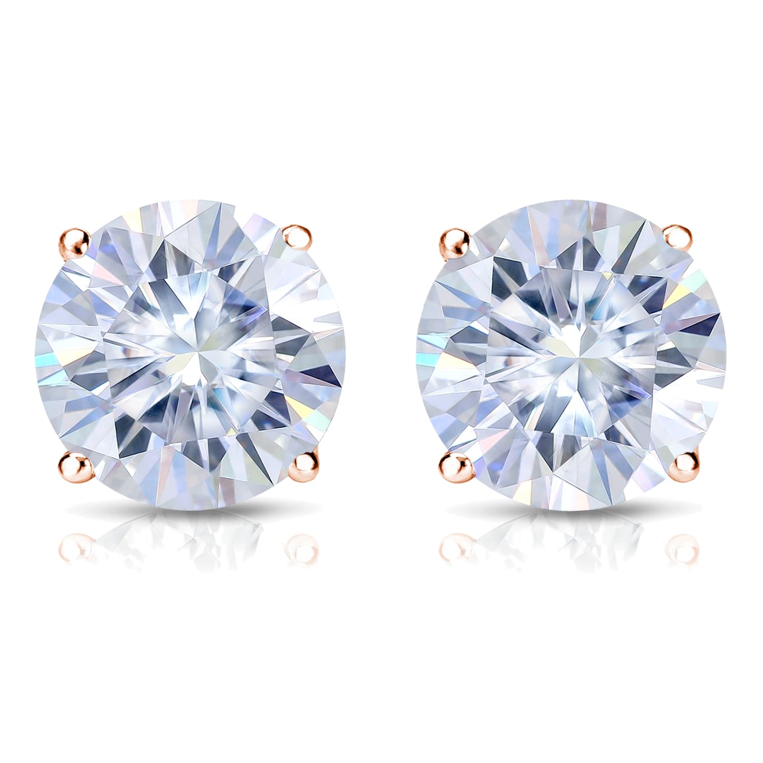 Auriya 14k Gold 3ctw Round Moissanite Stud Earrings - 7.4 mm