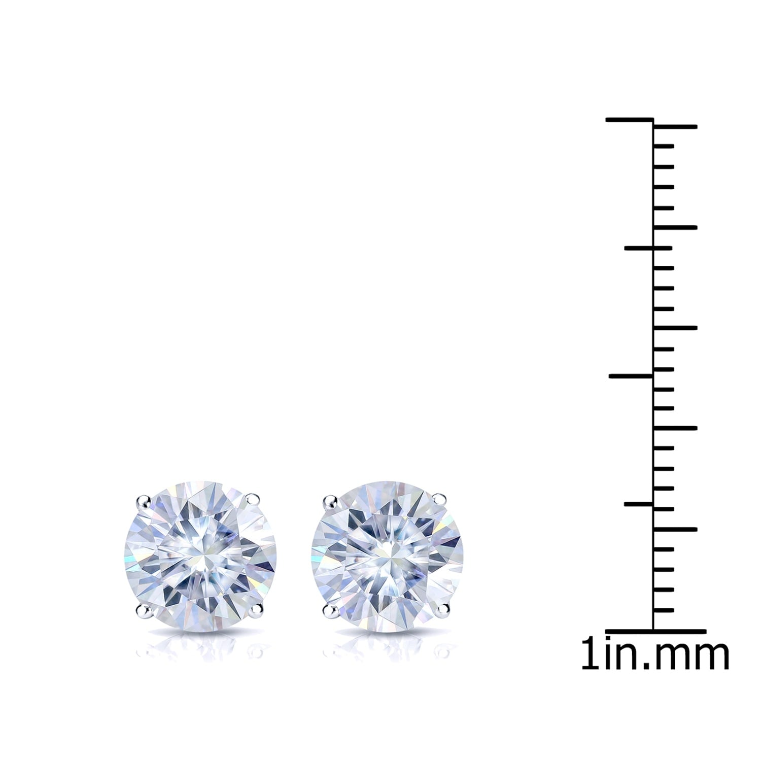 Auriya 14k Gold 3ctw Round Moissanite Stud Earrings - 7.4 mm