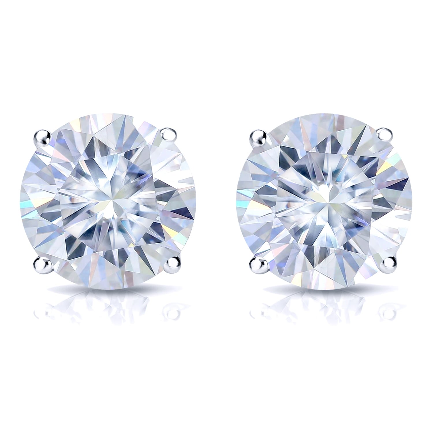Auriya 14k Gold 3ctw Round Moissanite Stud Earrings - 7.4 mm