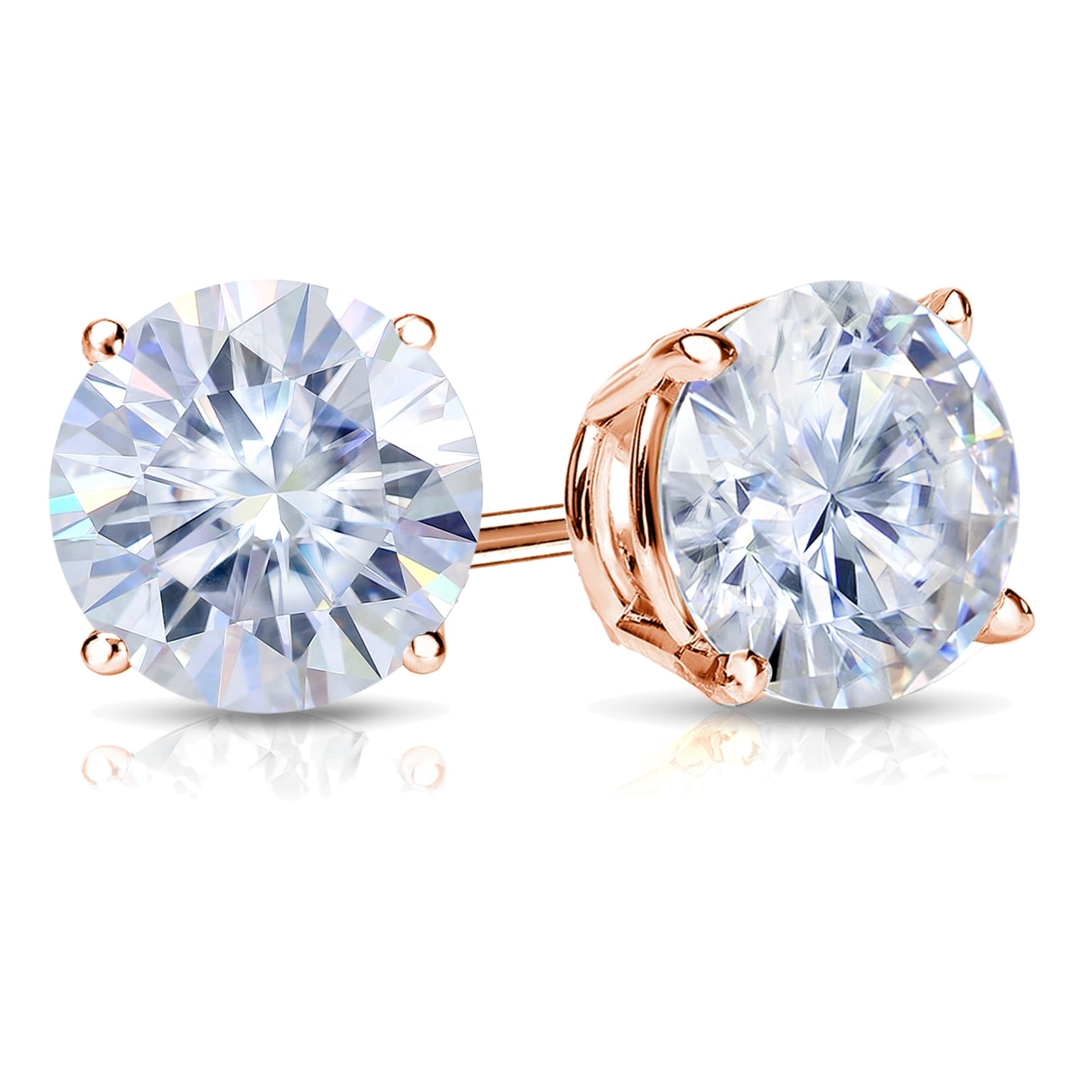 Auriya 14k Gold 3ctw Round Moissanite Stud Earrings - 7.4 mm