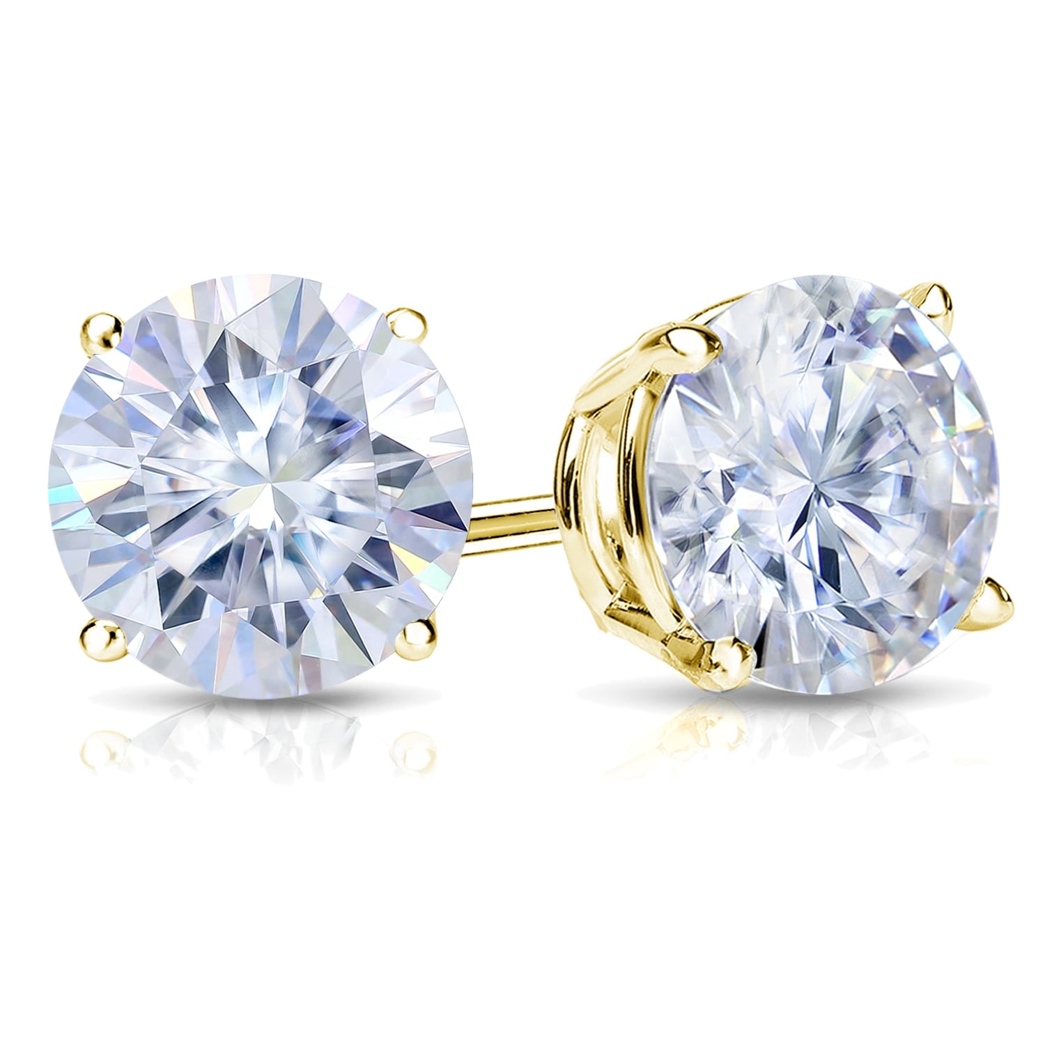 Auriya 14k Gold 3ctw Round Moissanite Stud Earrings - 7.4 mm