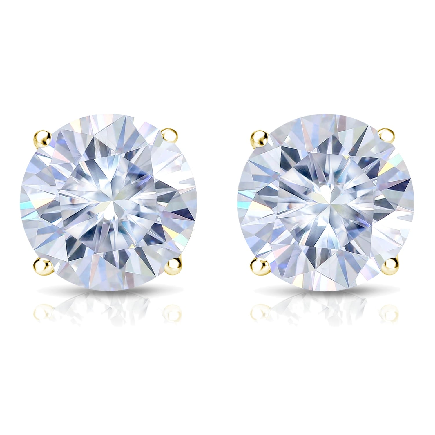 Auriya 14k Gold 3ctw Round Moissanite Stud Earrings - 7.4 mm
