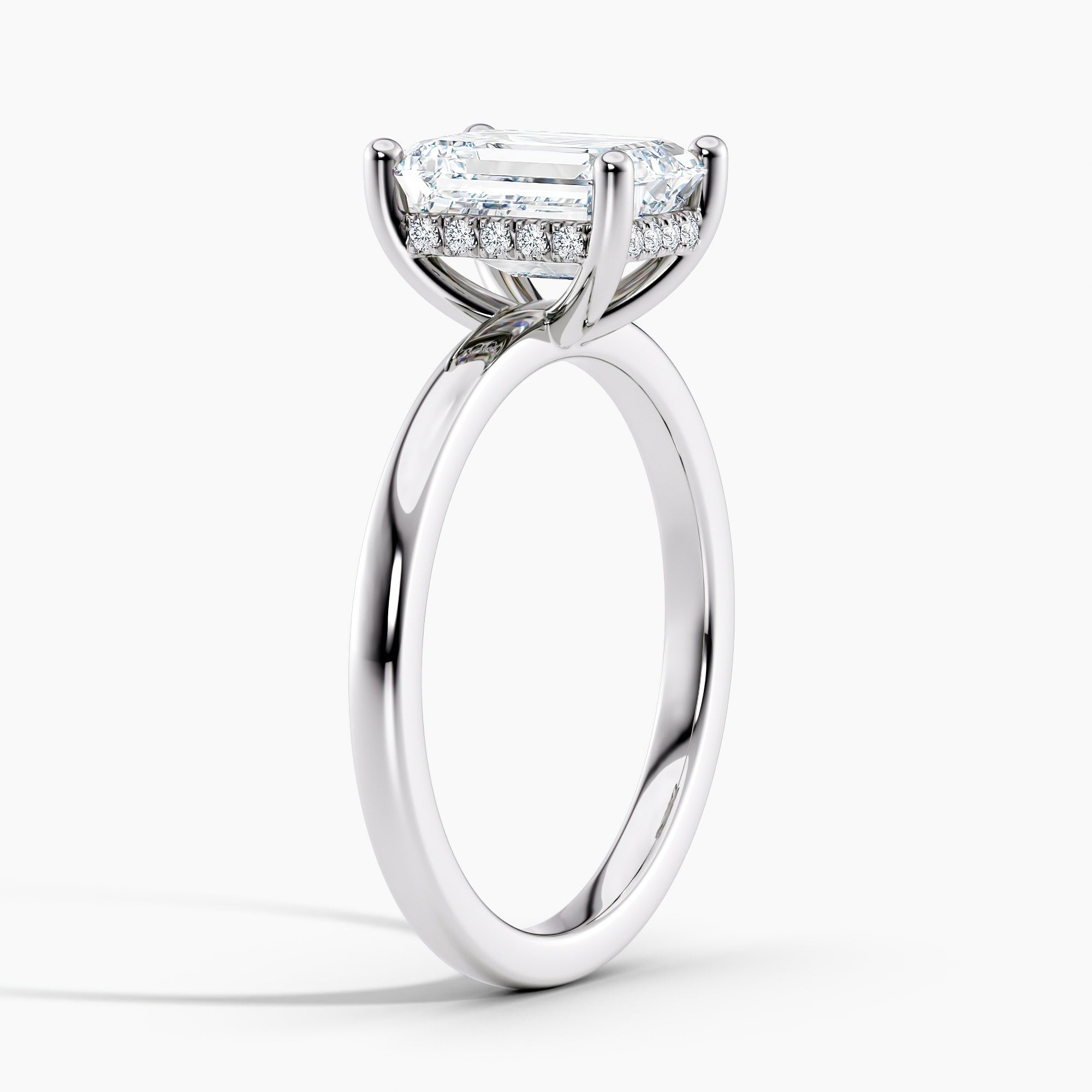Auriya 14k Gold 4.00ctw Emerald Hidden-Halo Lab Grown Diamond Engagement Ring