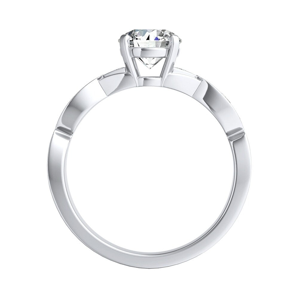 Auriya 14k Gold 4ct Round Moissanite and 1/3ct TDW Wave Style Diamond Engagement Ring