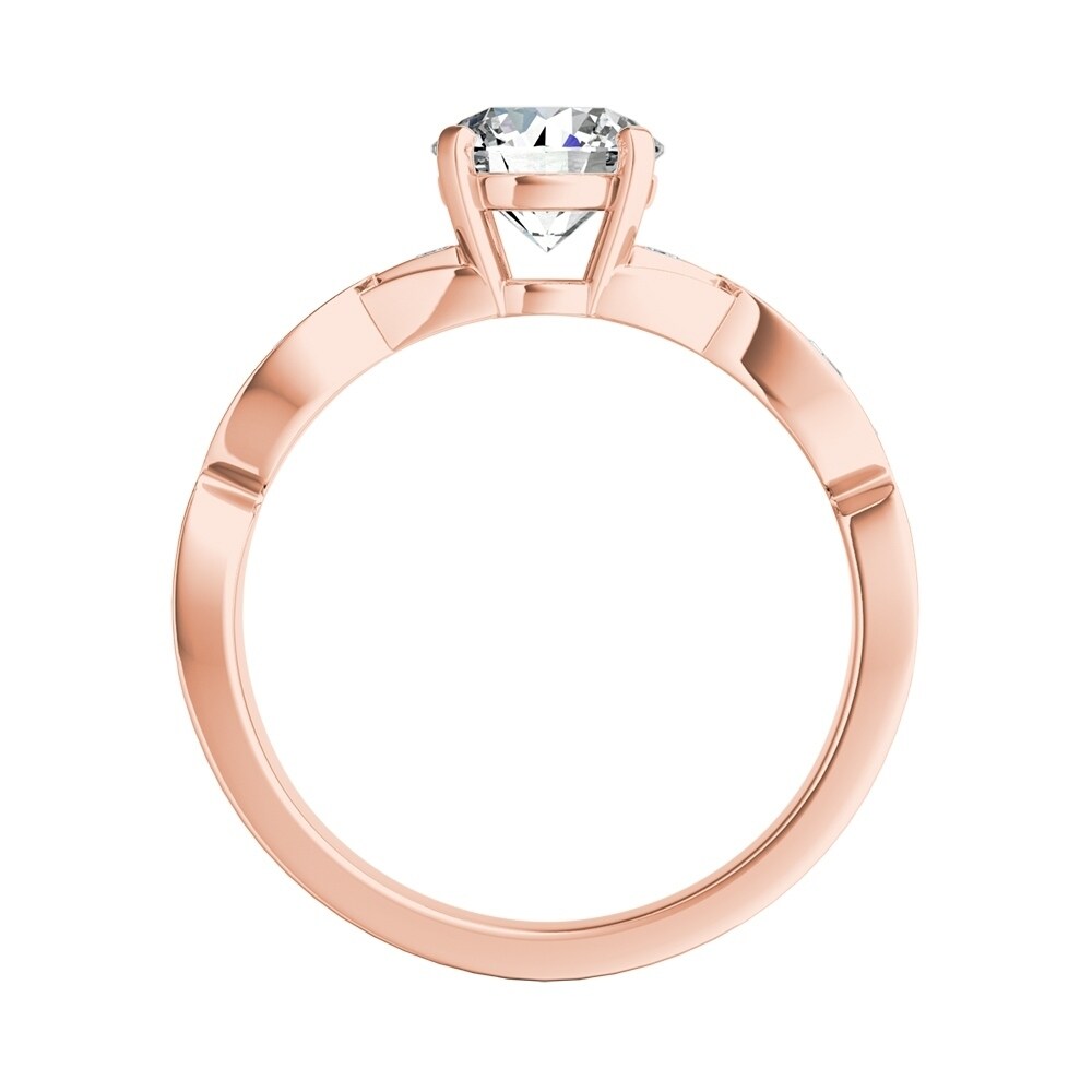 Auriya 14k Gold 4ct Round Moissanite and 1/3ct TDW Wave Style Diamond Engagement Ring
