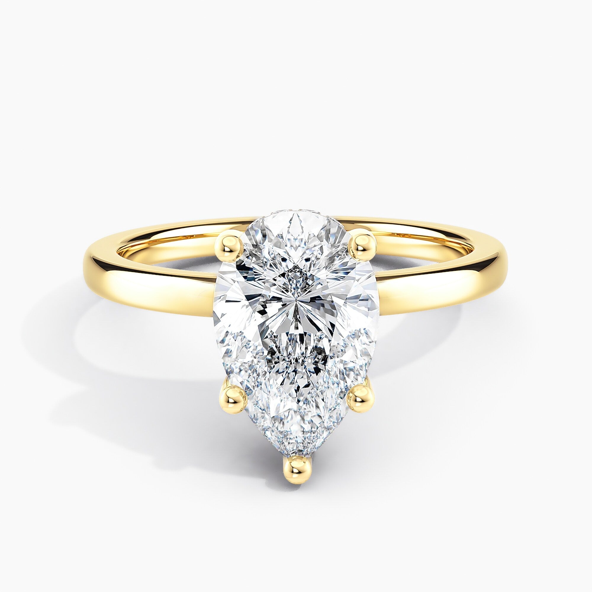 Auriya 14k Gold 5.00ctw Pear Shaped Hidden-Halo Lab Grown Diamond Engagement Ring