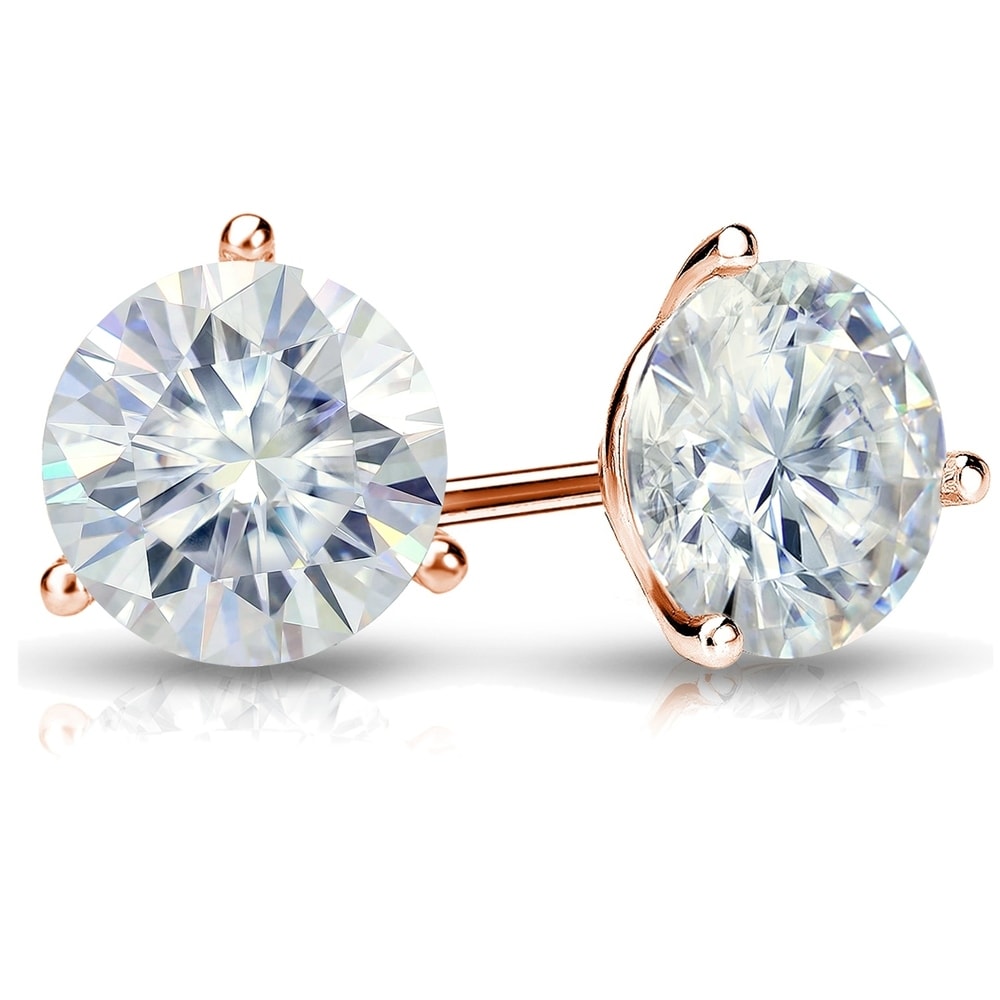 Auriya 6ctw Round Moissanite Stud Earrings 14k Gold Martini-set