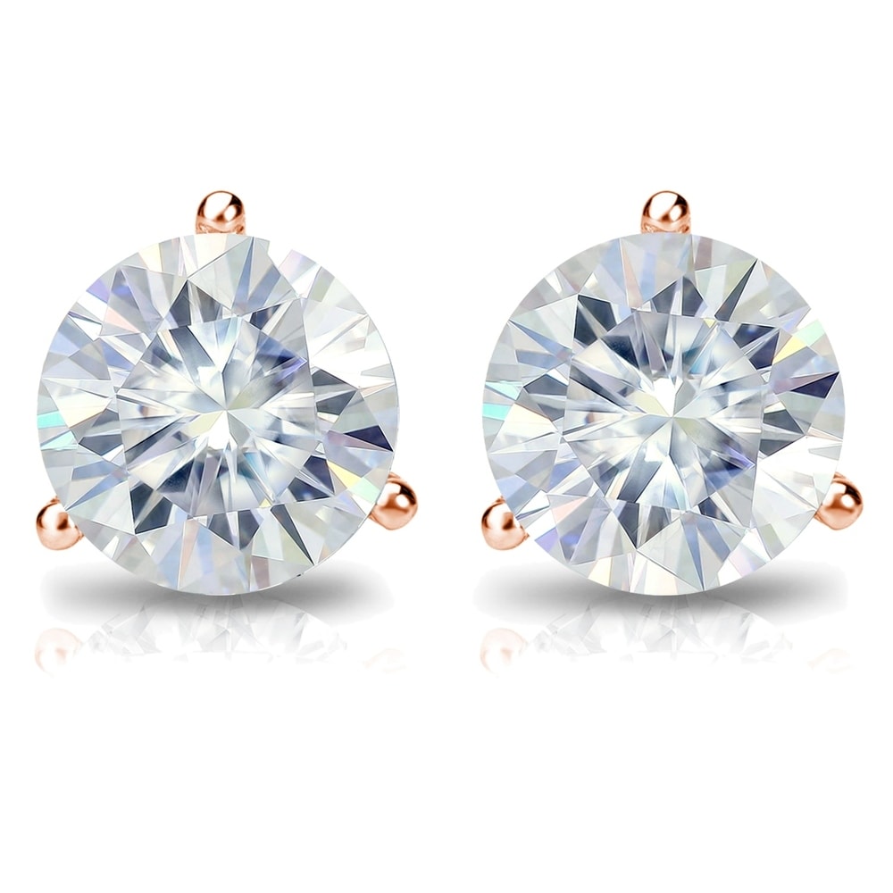 Auriya 6ctw Round Moissanite Stud Earrings 14k Gold Martini-set