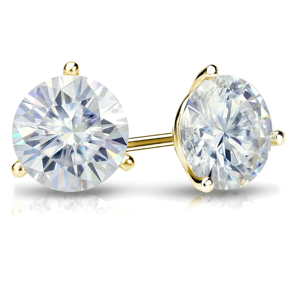Auriya 6ctw Round Moissanite Stud Earrings 14k Gold Martini-set