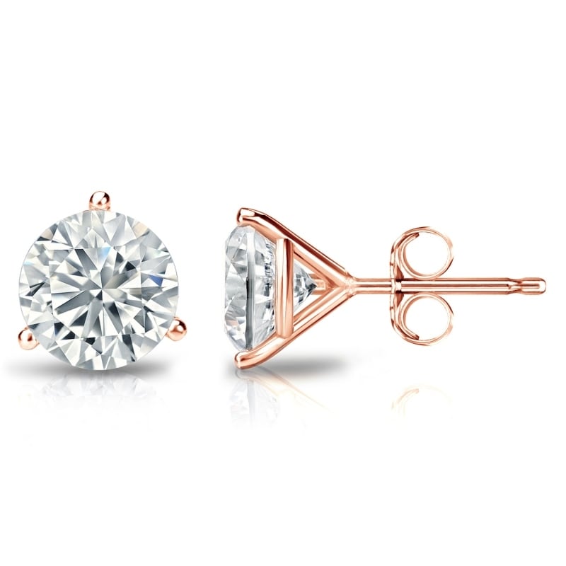 Auriya 14k Gold Certified 4.70 carat TDW 3-Prong Martini Round Diamond Stud Earrings