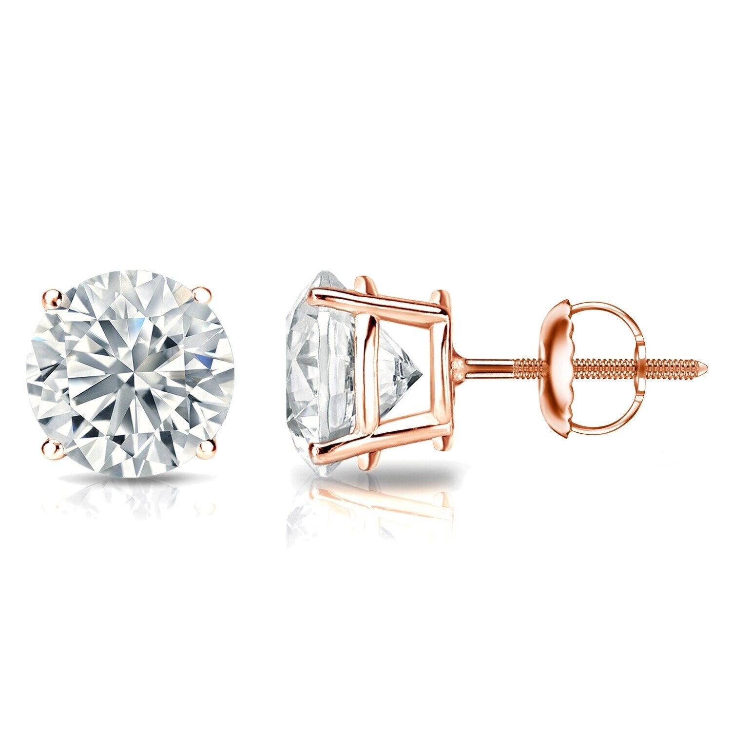 Auriya 14k Gold GIA Certified 5.00 ct. TDW Round Diamond Stud Earrings