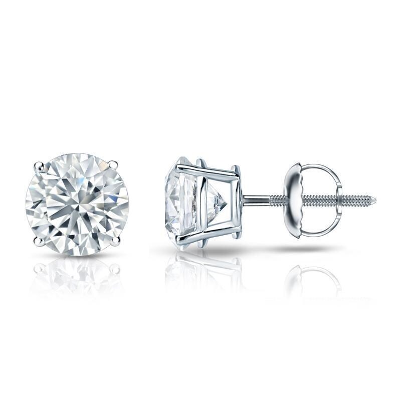 Auriya 14k Gold GIA Certified 5.00 ct. TDW Round Diamond Stud Earrings