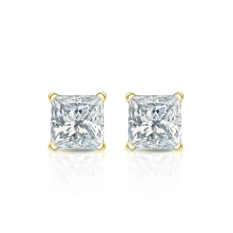 Auriya 14k Gold Lab Grown Princess Diamond Stud Earrings 0.50 to 5.00 ct. tw. 4-Prong Martini Screw-Back (F-G VS)