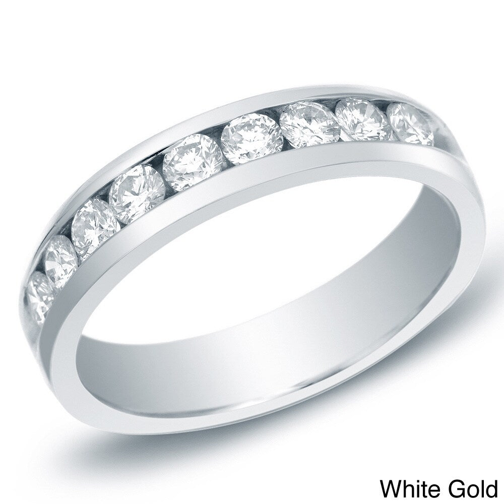 Auriya Men's 14k Gold 3/4ct TDW Round Diamond Wedding Band