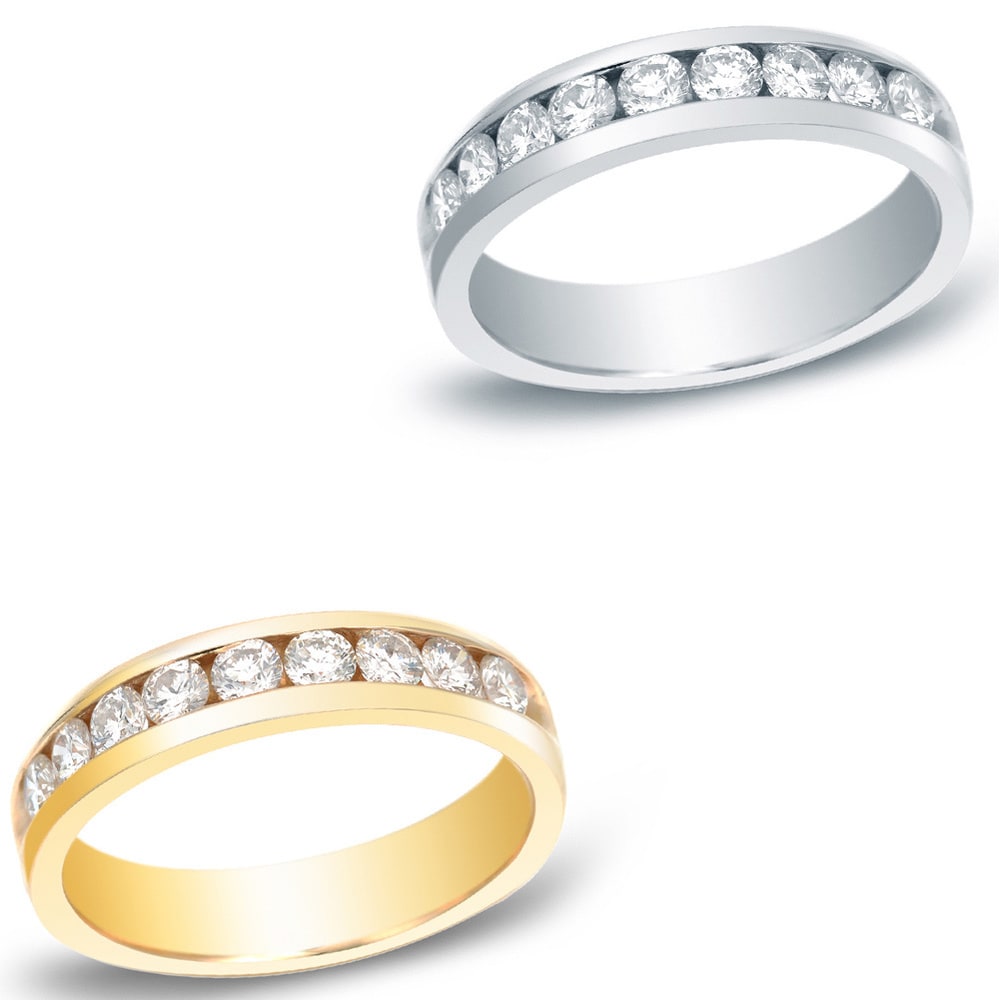 Auriya Men's 14k Gold 3/4ct TDW Round Diamond Wedding Band