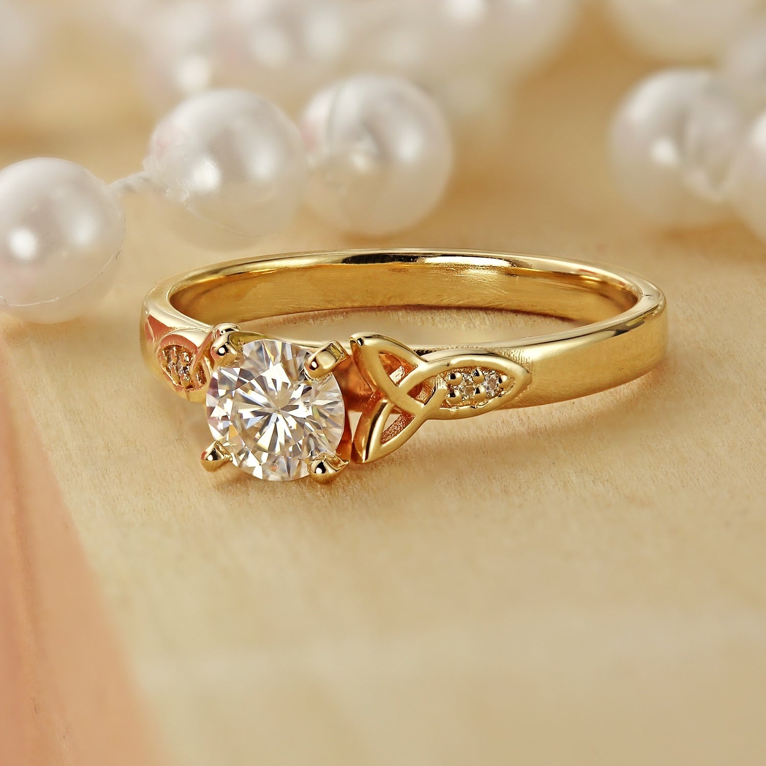 Auriya 14k Gold Modern 1/2ct Round Moissanite Engagement Ring