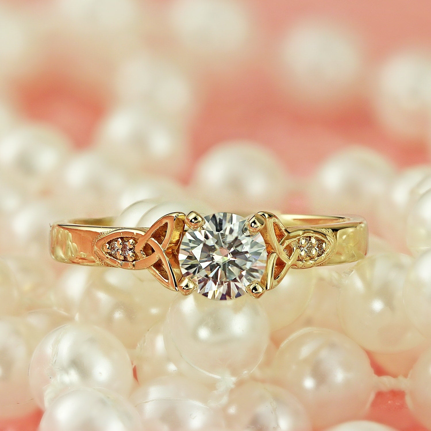 Auriya 14k Gold Modern 1/2ct Round Moissanite Engagement Ring