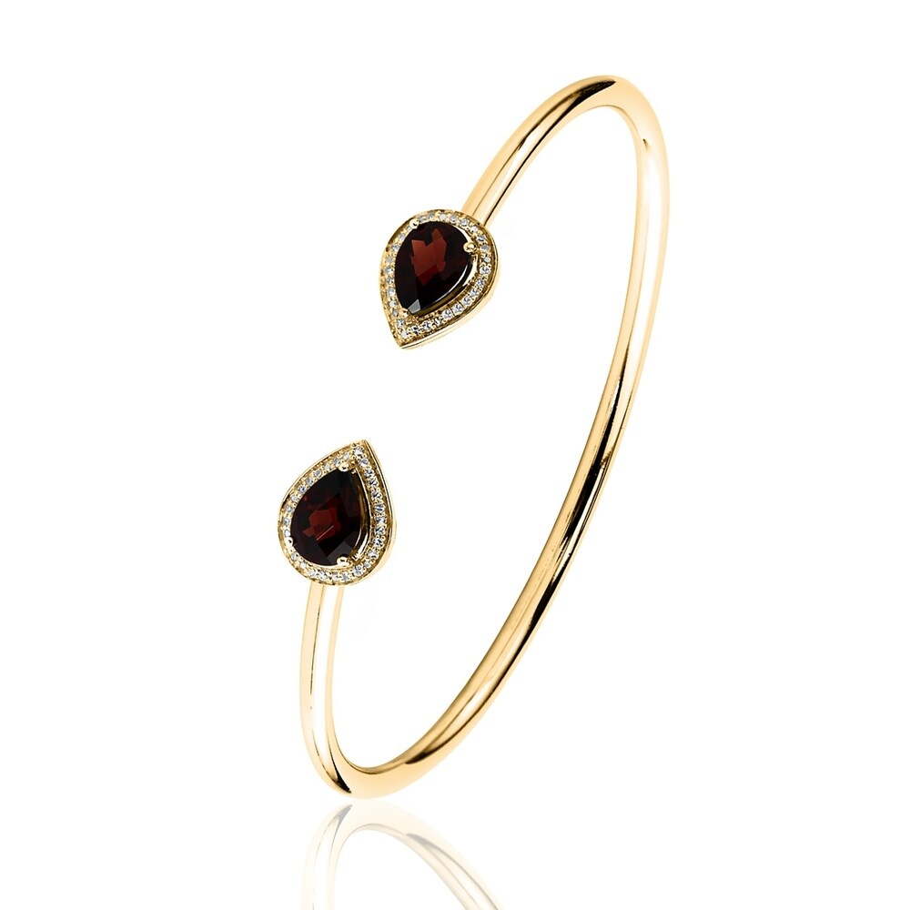 Auriya 2 3/4ct Pear-cut Red Garnet Gold over Silver Bangle Bracelet with Diamond Accents