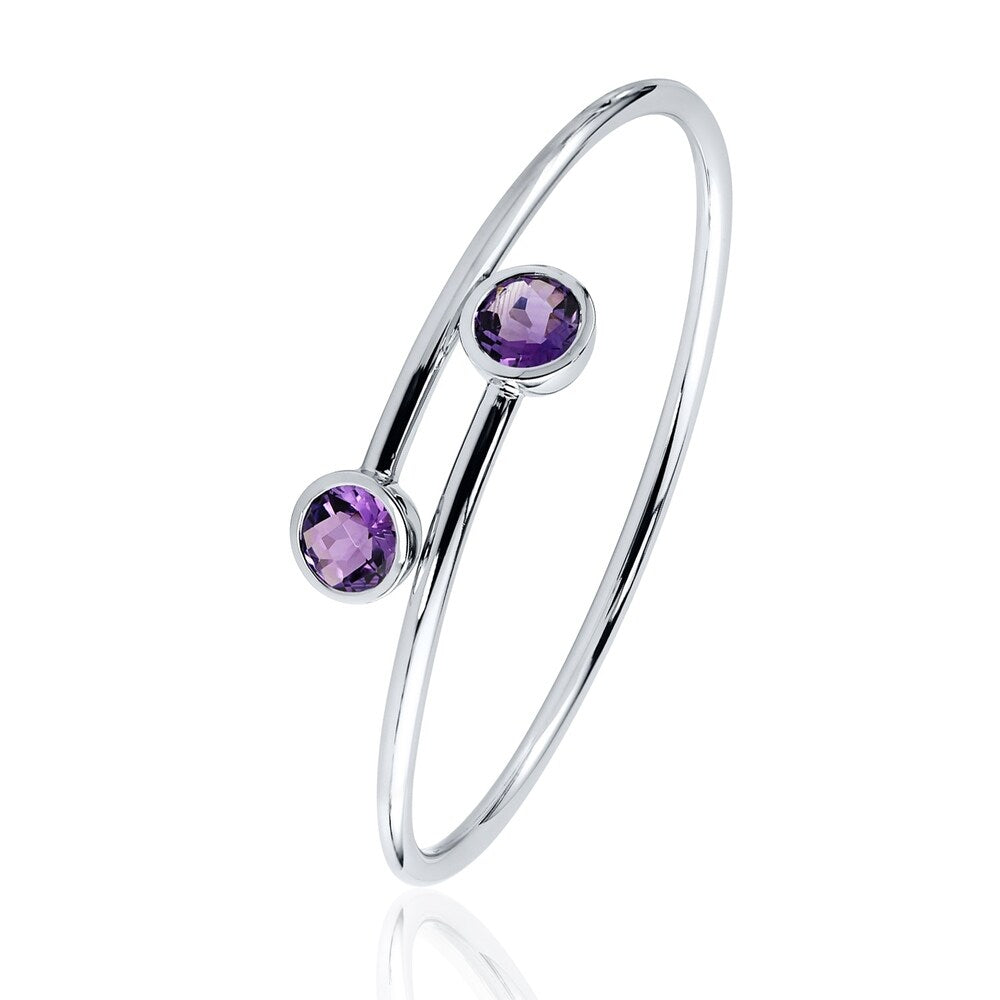 Auriya 3ct Purple Amethyst Bypass Bangle Bracelet Gold over Silver