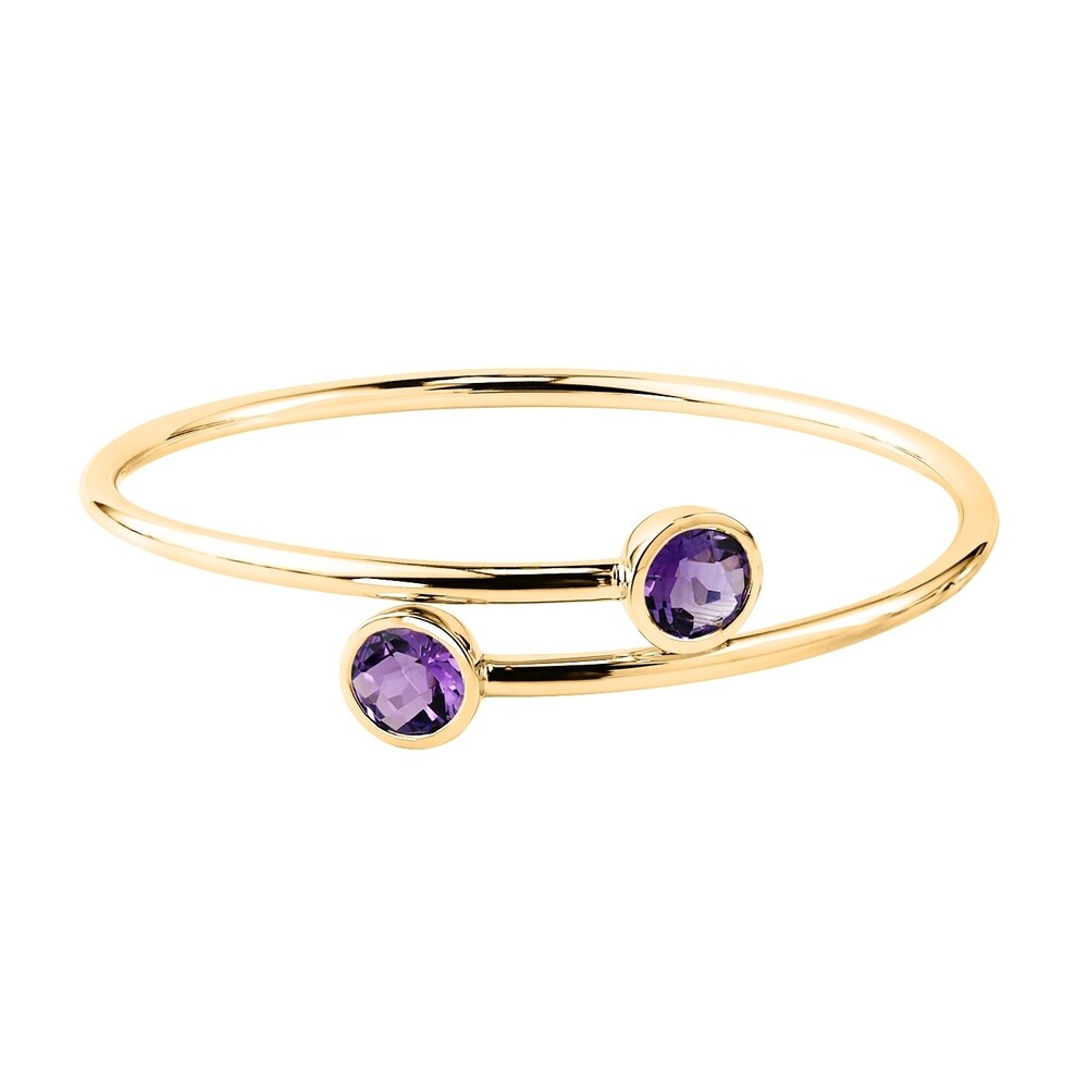 Auriya 3ct Purple Amethyst Bypass Bangle Bracelet Gold over Silver