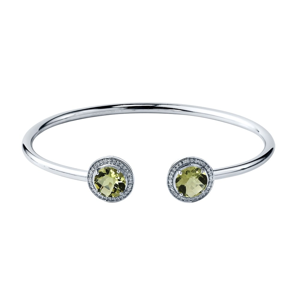Auriya 3 1/2ct Cushion-cut Lemon Green Quartz Bypass Bangle
