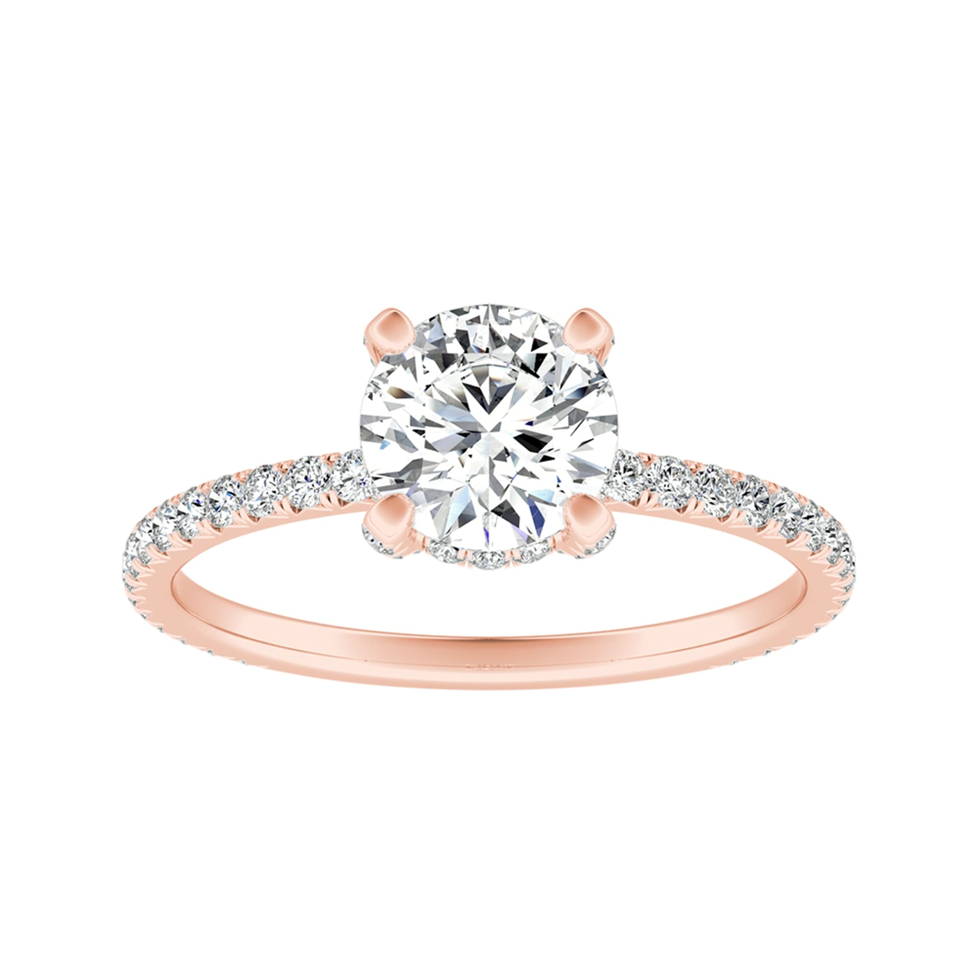 Auriya 14k Gold Round Moissanite Engagement Ring 1 1/8ctw
