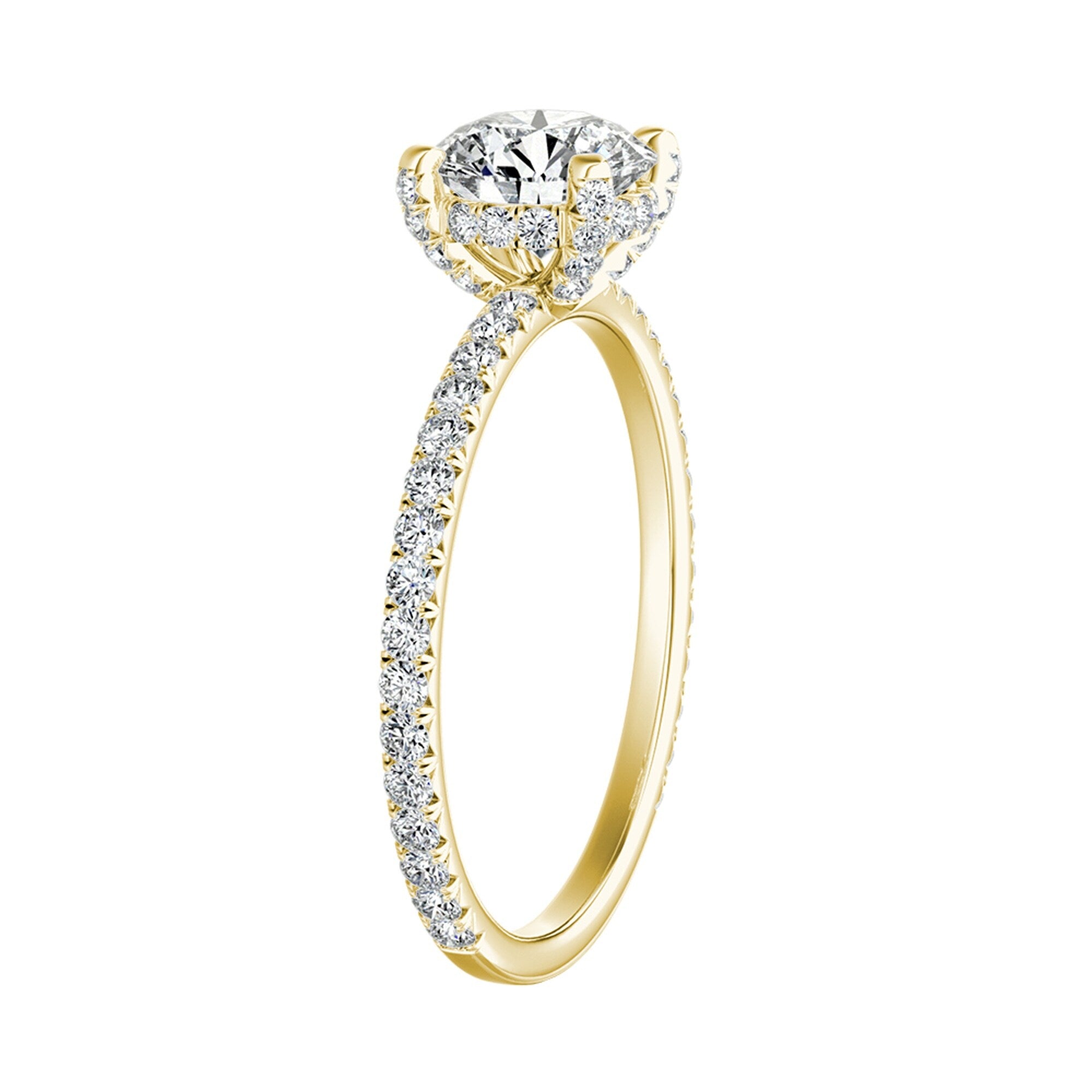Auriya 14k Gold Round Moissanite Engagement Ring 1 1/8ctw