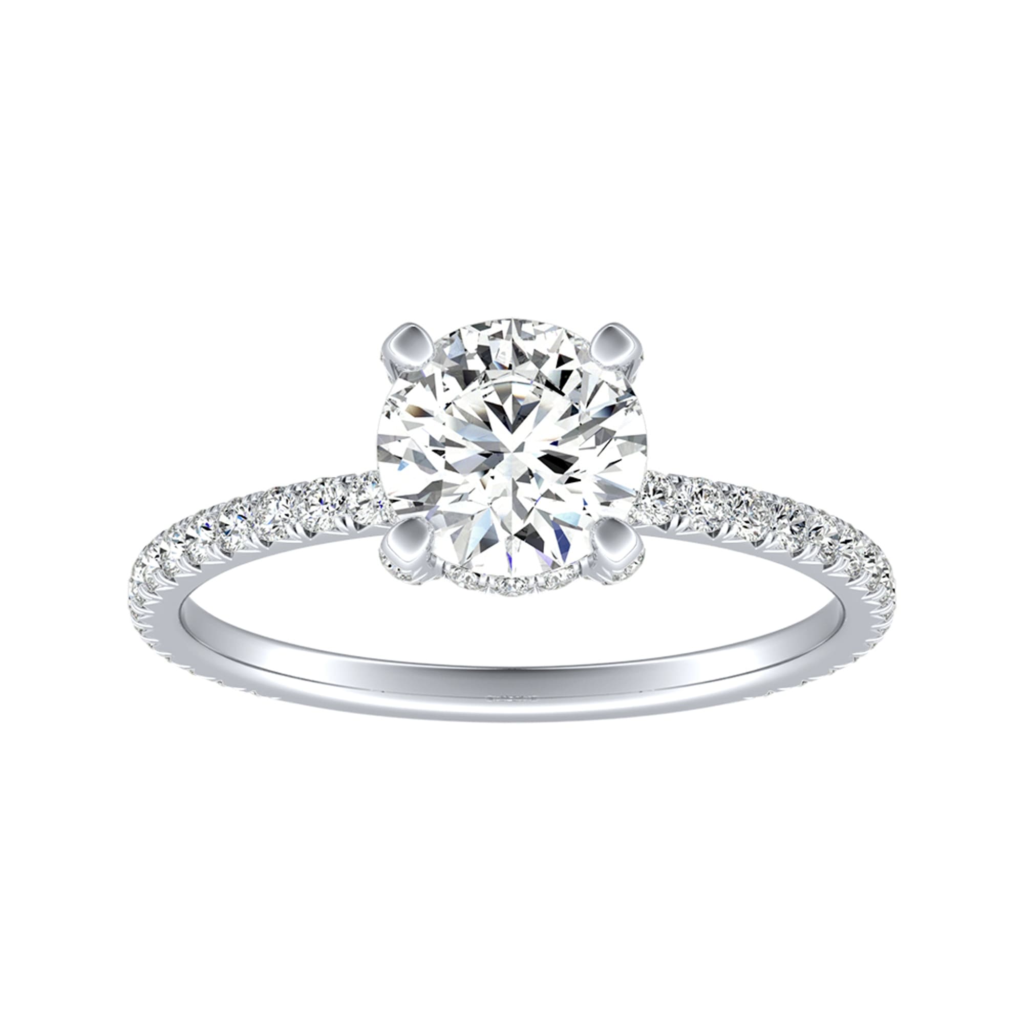 Auriya 14k Gold Round Moissanite Engagement Ring 1 1/8ctw