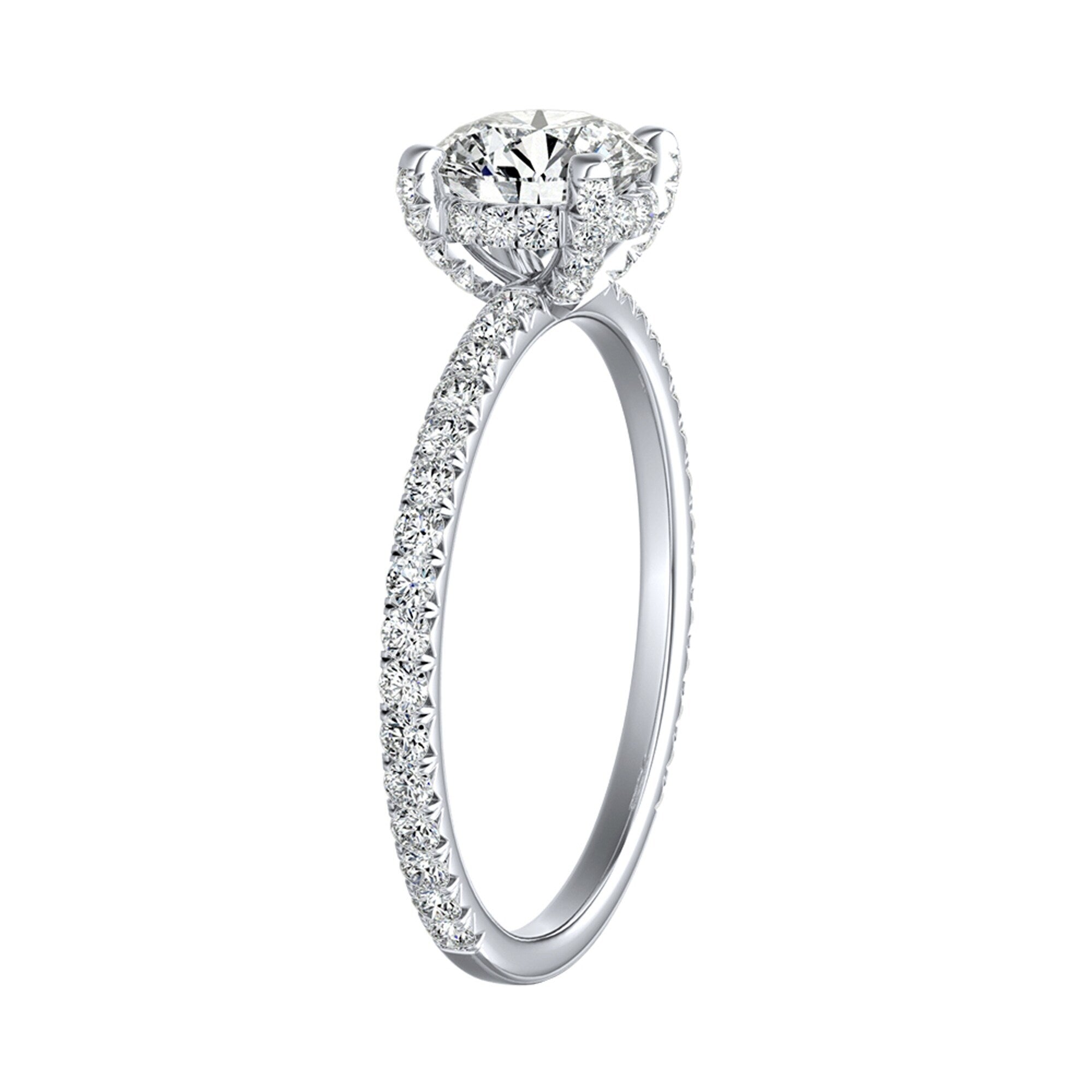 Auriya 14k Gold Round Moissanite Engagement Ring 1 1/8ctw