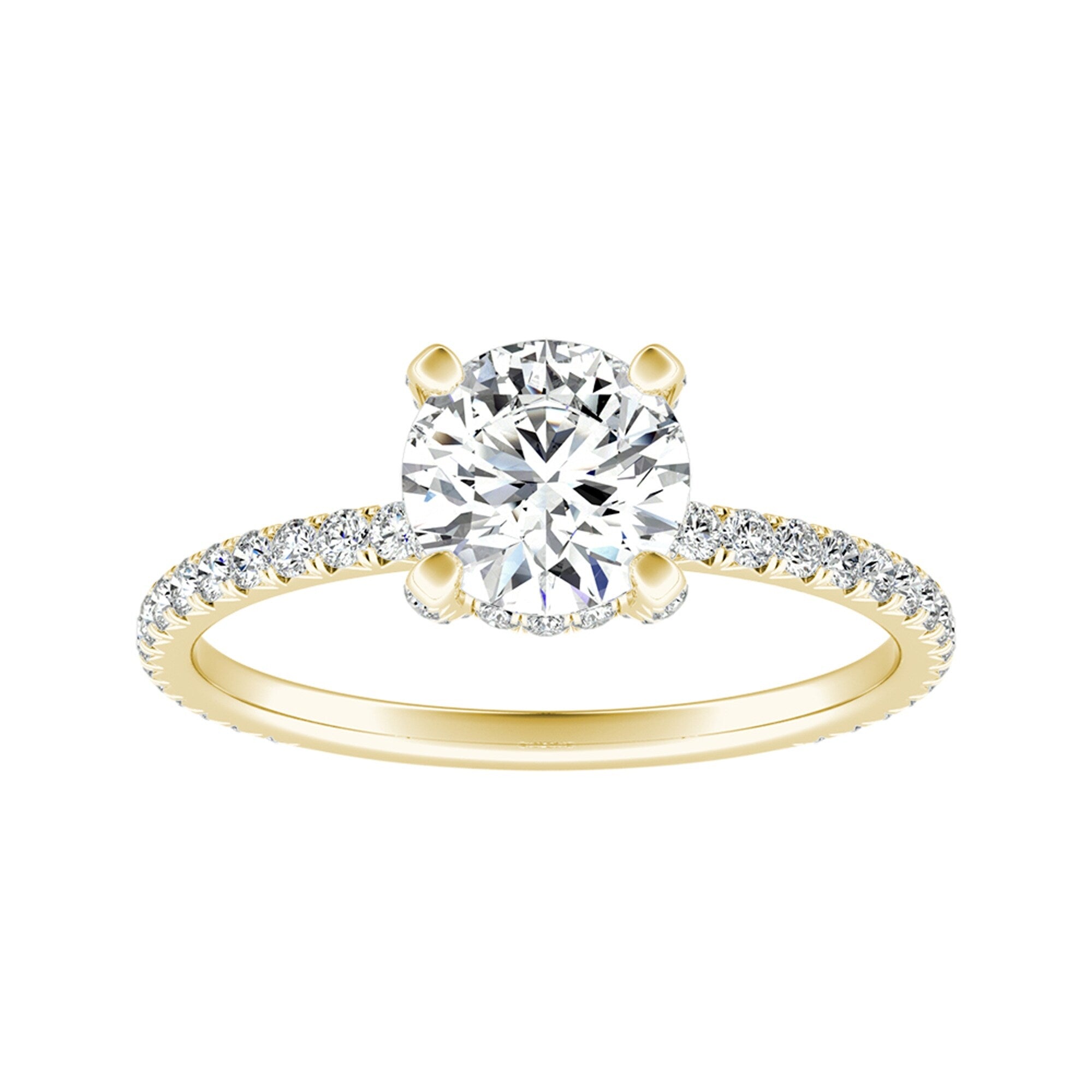 Auriya 14k Gold Round Moissanite Engagement Ring 1 1/8ctw