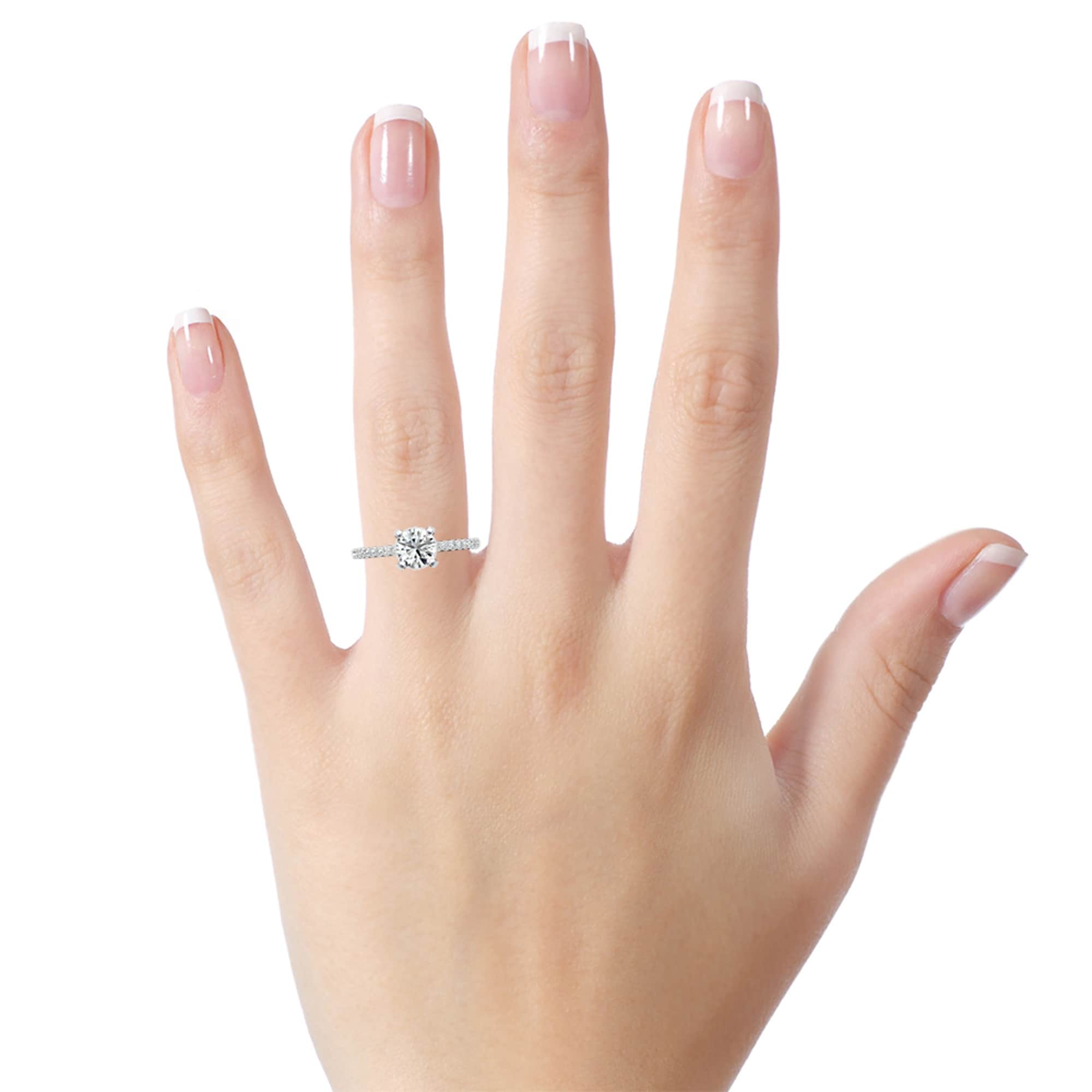 Auriya 14k Gold Round Moissanite Engagement Ring 1 1/8ctw