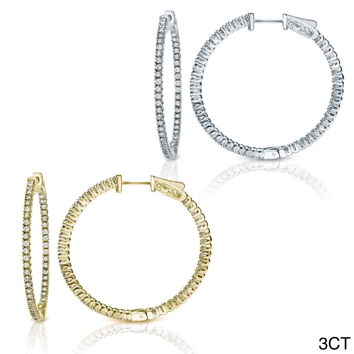Auriya 14k Gold Small to Large Inside-out Diamond Hoop Earrings