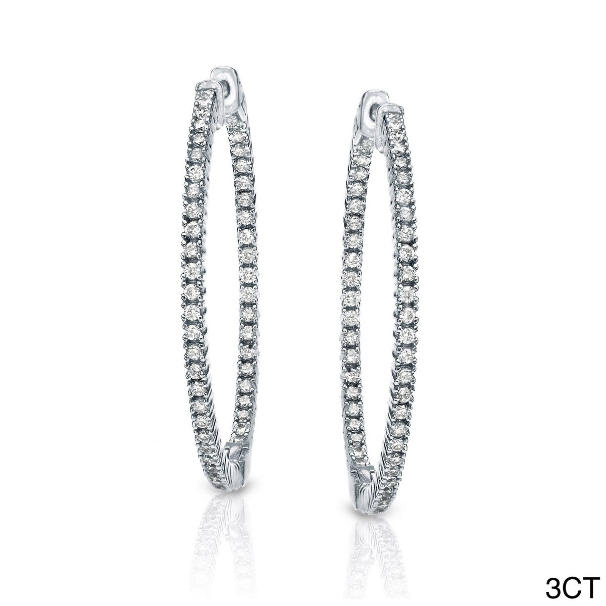 Auriya 14k Gold Small to Large Inside-out Diamond Hoop Earrings