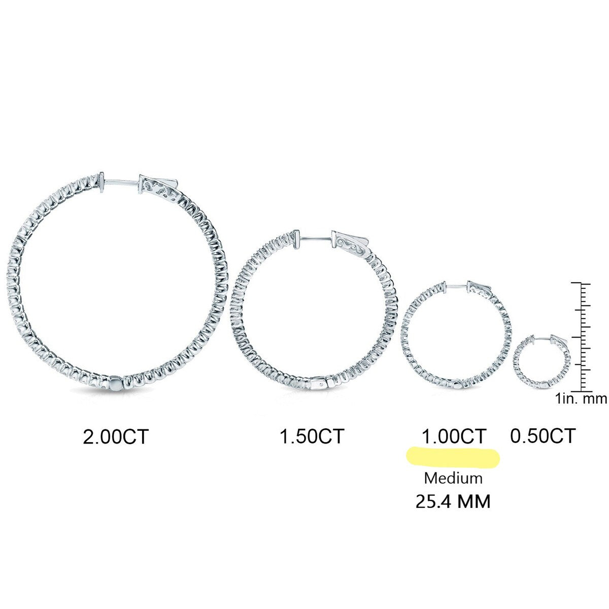 Auriya 14k Gold Small to Large Inside-out Diamond Hoop Earrings