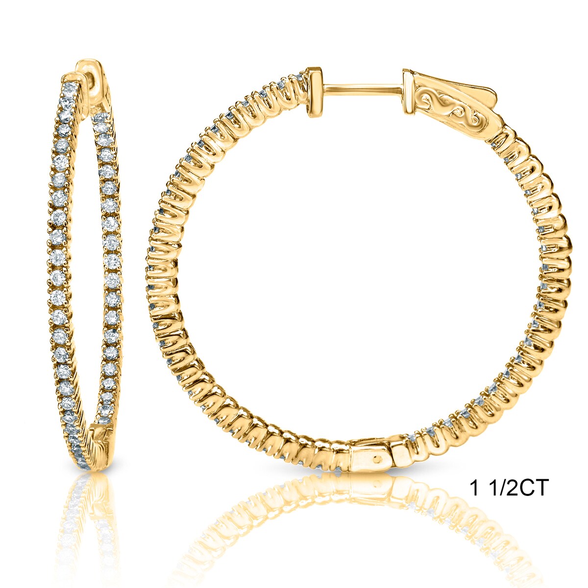 Auriya 14k Gold Small to Large Inside-out Diamond Hoop Earrings
