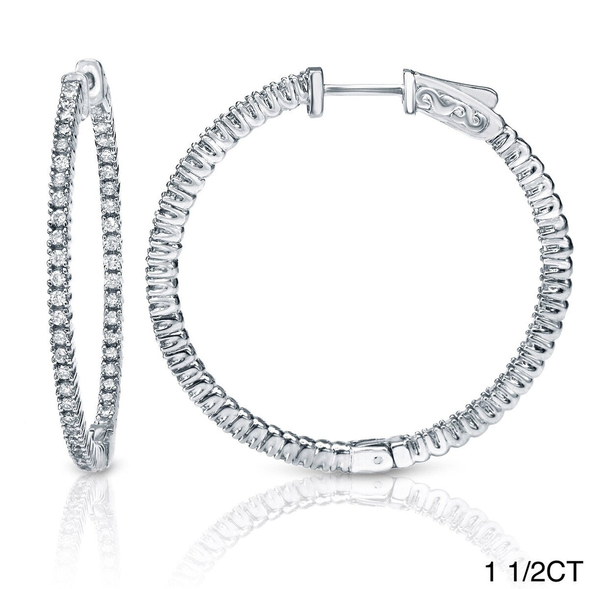 Auriya 14k Gold Small to Large Inside-out Diamond Hoop Earrings