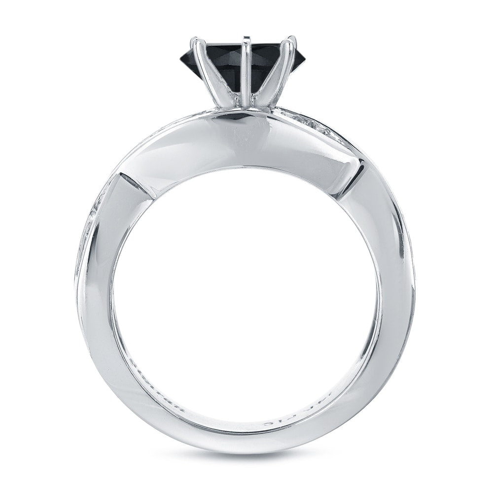 Auriya 14k Gold 2ctw Modern Black Diamond Engagement Ring Set
