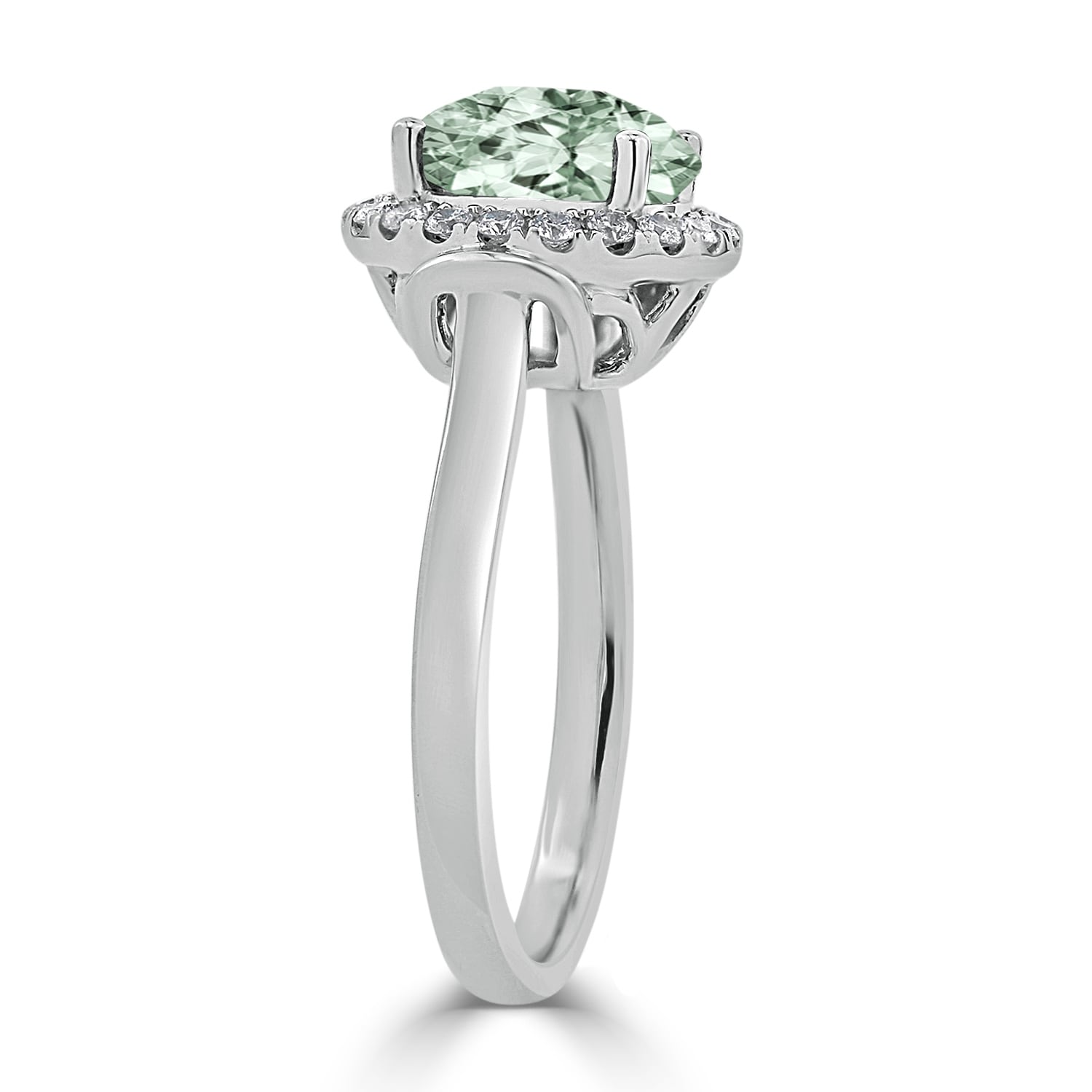 Auriya 2 1/5ct Round Green Amethyst and Halo Diamond Engagement Ring 1/4ctw 14k Gold