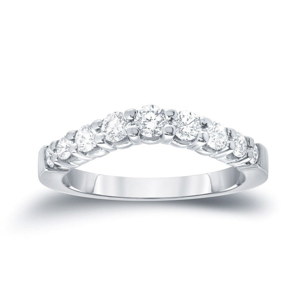 Auriya 14k Gold 3/5ctw Curved Diamond Wedding Band