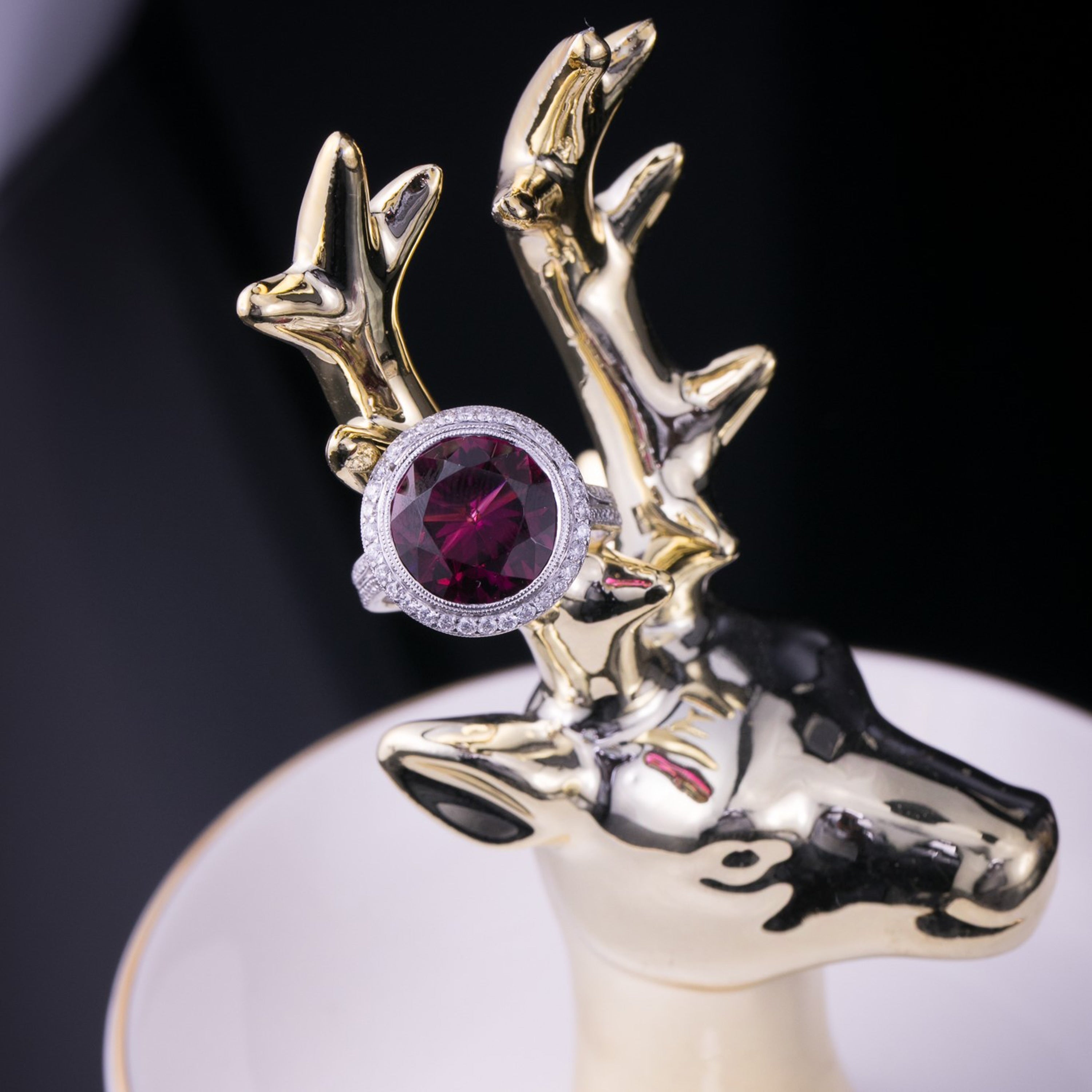 Auriya 14k White Gold 5ctw Rubellite Gemstone Halo Diamond Ring 3/4ct TDW