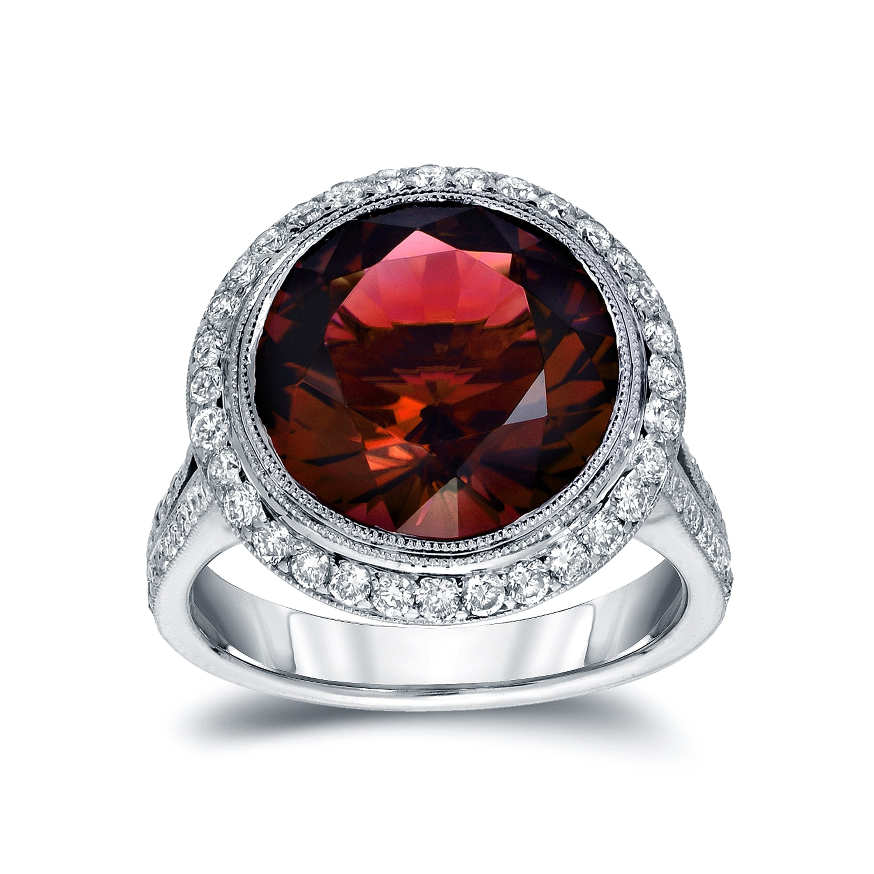 Auriya 14k White Gold 5ctw Rubellite Gemstone Halo Diamond Ring 3/4ct TDW
