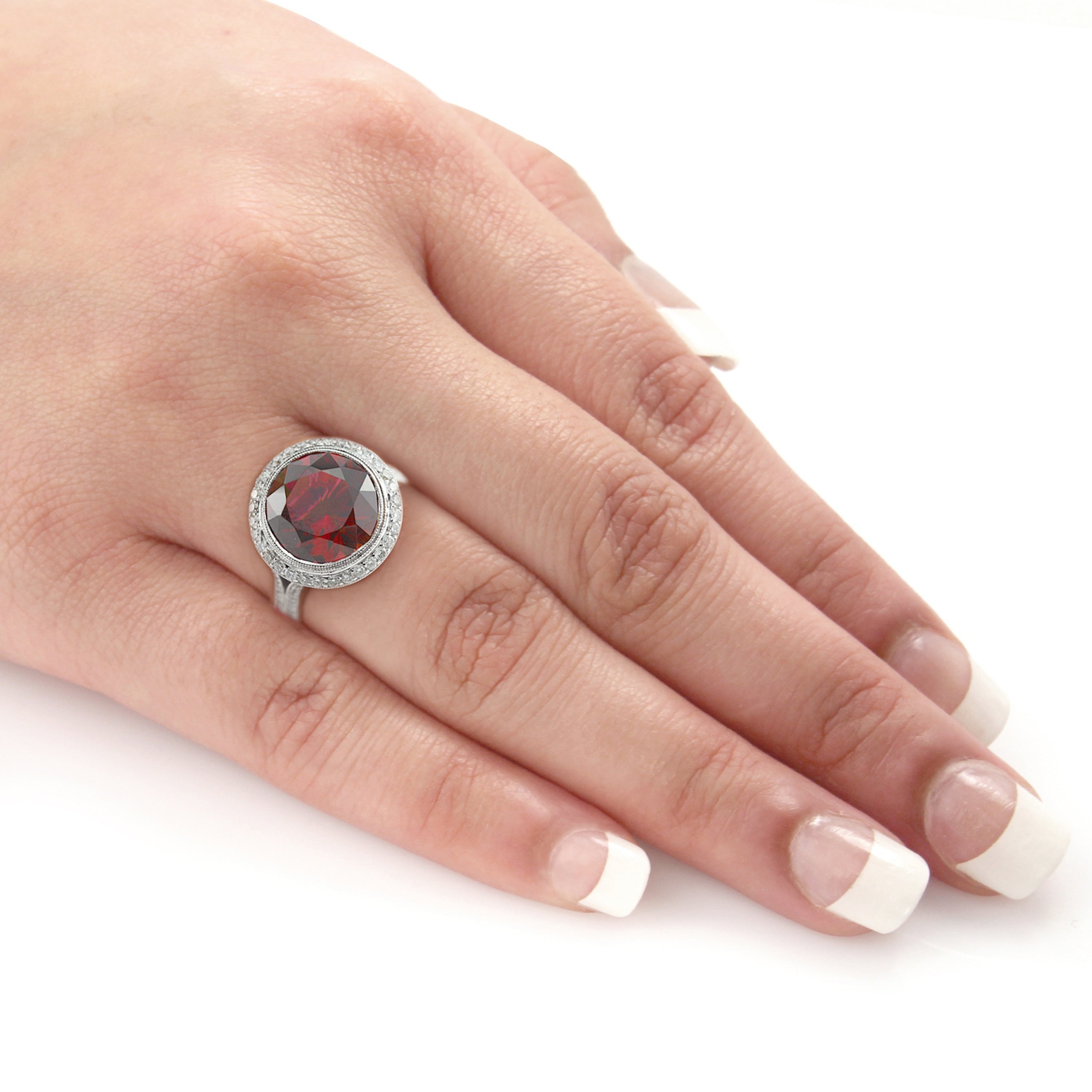 Auriya 14k White Gold 5ctw Rubellite Gemstone Halo Diamond Ring 3/4ct TDW