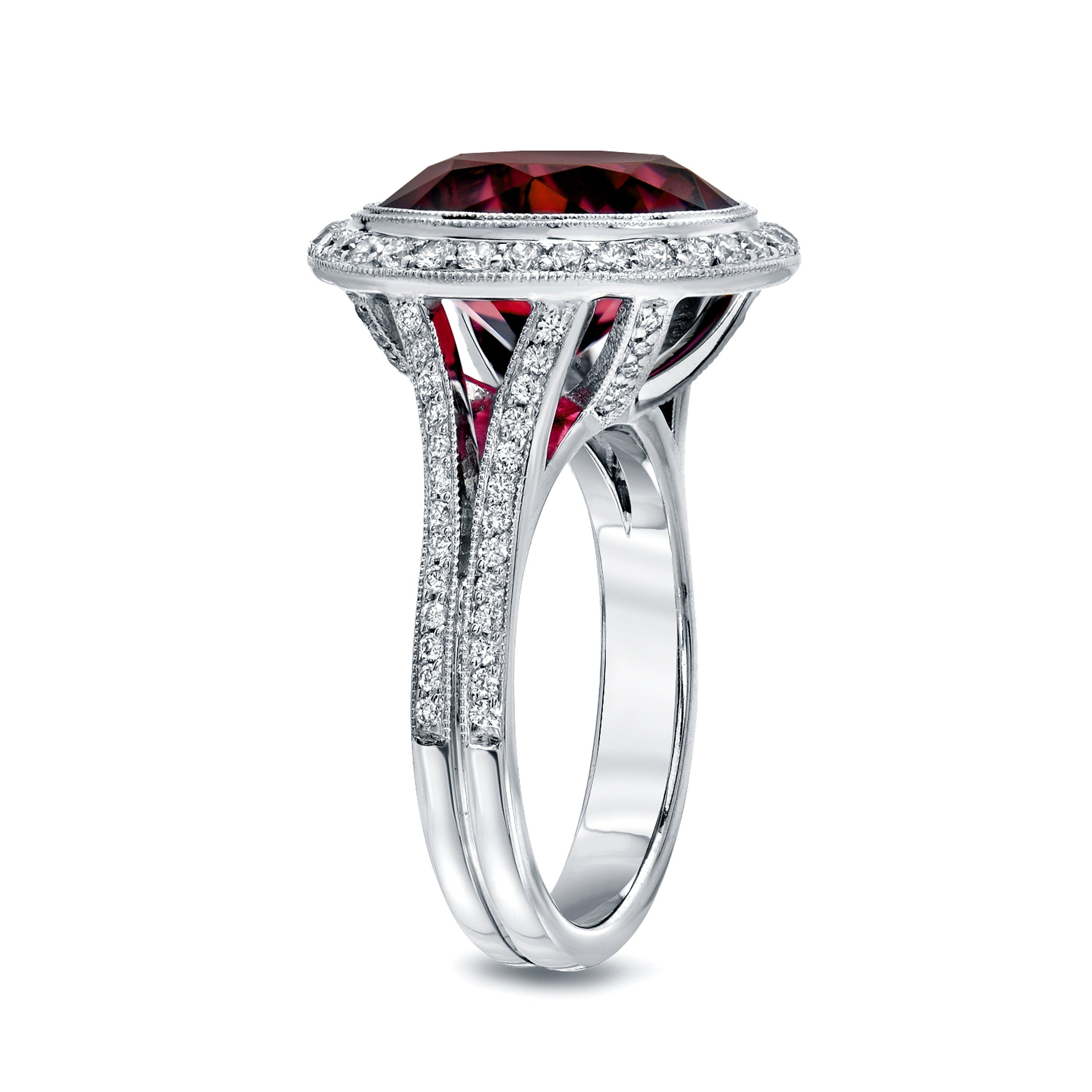 Auriya 14k White Gold 5ctw Rubellite Gemstone Halo Diamond Ring 3/4ct TDW