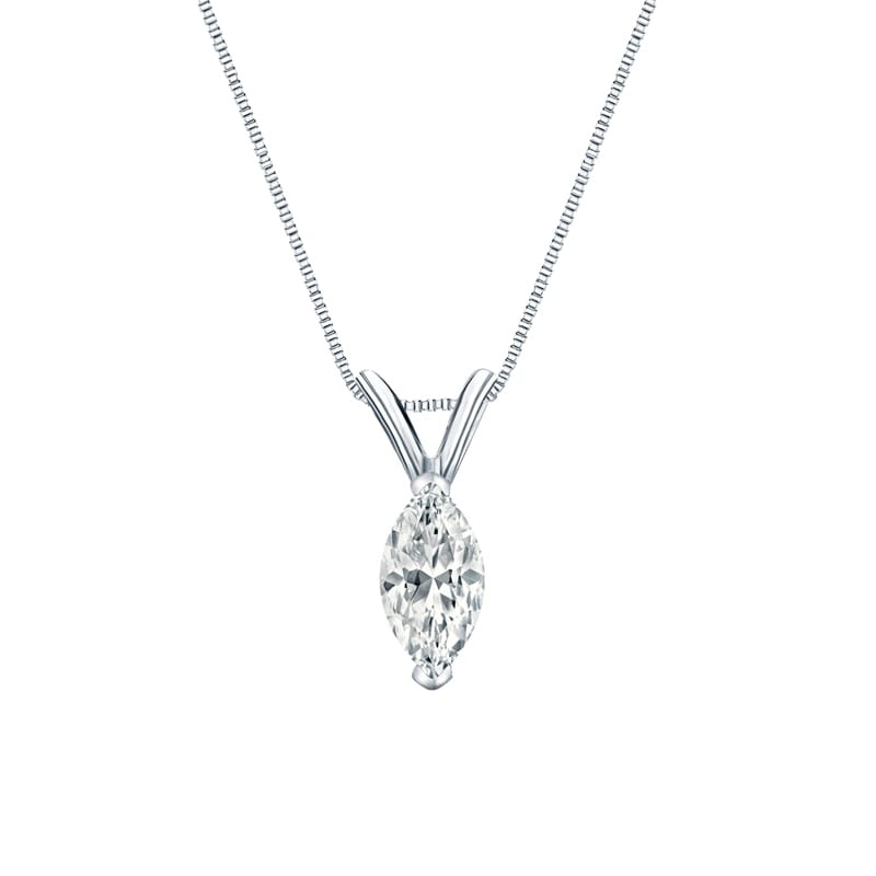 Auriya 18-karat Gold 0.45ctw Marquise Solitaire Lab Grown Diamond Necklace V-End Prong (D-E VVS) - 0.45