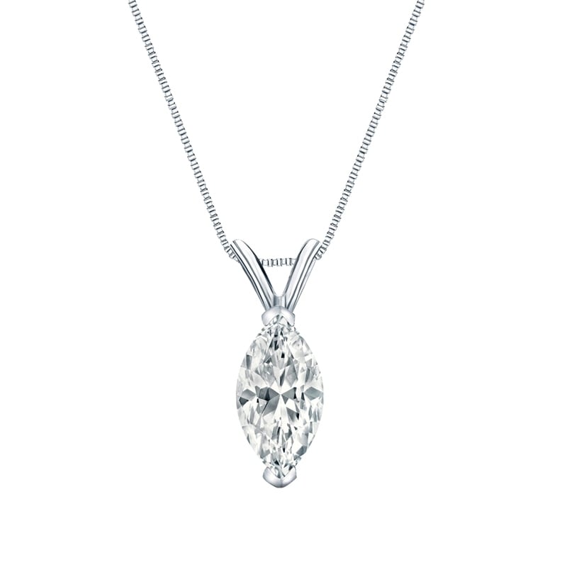 Auriya 18-karat Gold 2.25ctw Marquise Solitaire Lab Grown Diamond Necklace V-End Prong (F-G VS) - 2.25