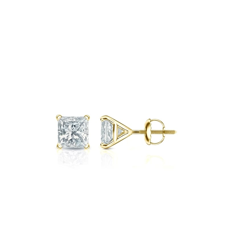 Auriya 18-karat Gold Lab Grown 0.30 carat TDW Princess Diamond Stud Earrings 4-Prong Martini Screw-back