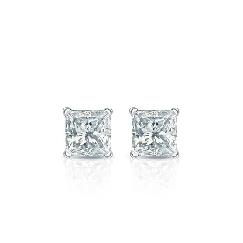 Auriya 18-karat Gold Lab Grown 0.30 carat TDW Princess Diamond Stud Earrings 4-Prong Martini Screw-back