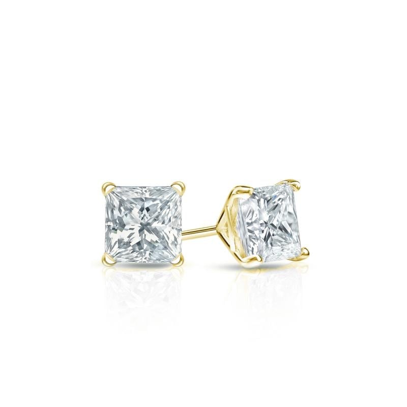 Auriya 18-karat Gold Lab Grown 0.30 carat TDW Princess Diamond Stud Earrings 4-Prong Martini Screw-back